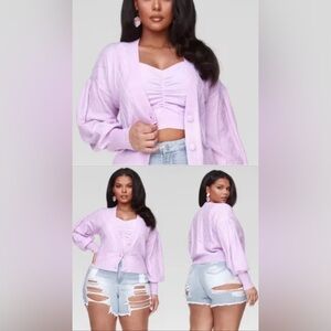 NWT Fashion to Figure Lilac Knit Cami Sweater and Cardigan Set Size XL 12